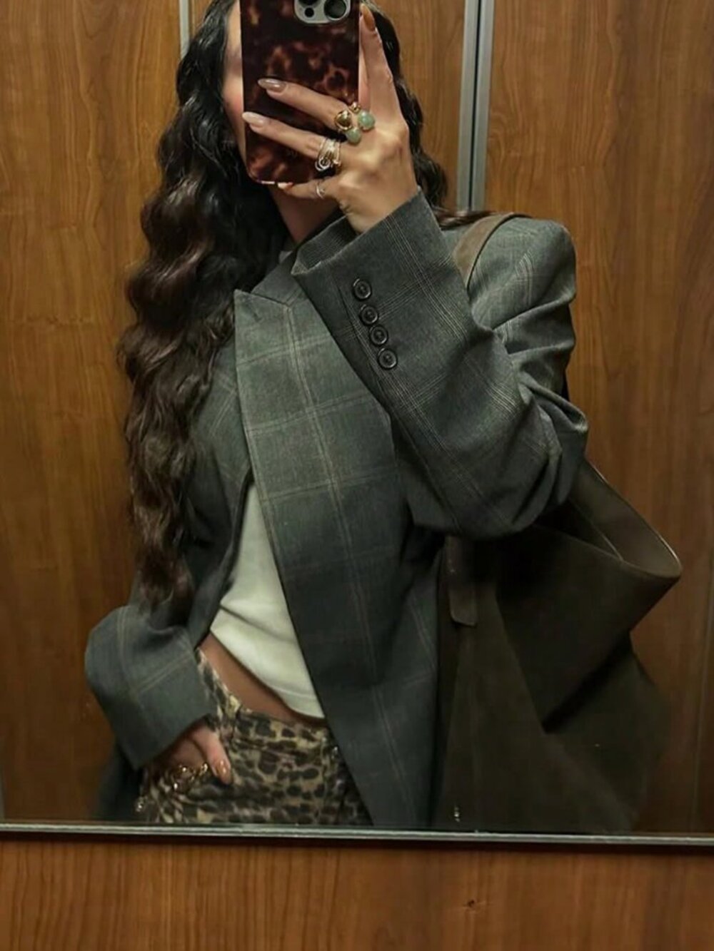 Blue Elegant Women's / Plaid Asymmetric Casual Blazer - Picture 2 of 6